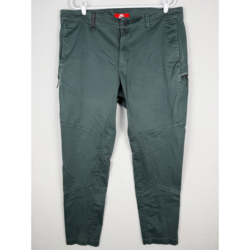 Nike Tech Bonded Woven Cargo Pants Mens 40 Green Tapered Utility 805110-364